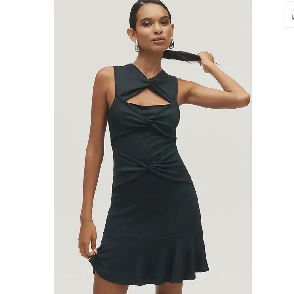 Anthropology Black Dress with Ruffle Hem